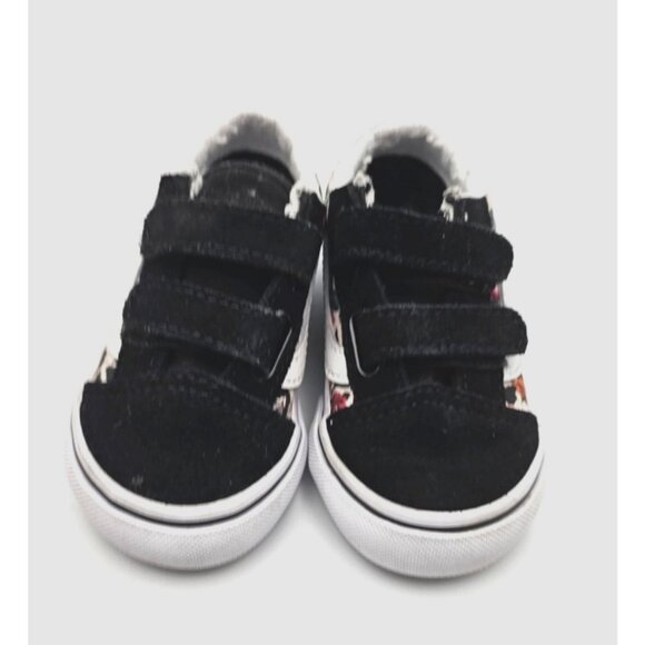 Vans Old Skool V Size 5.5 Toddler Unisex Black White Shoes Slip On No Laces - Picture 3 of 6